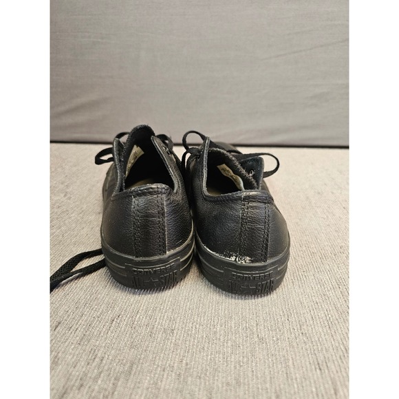 Converse All Star Leather Low Top Sneakers Black Mens 6 Womens 8 - Picture 3 of 7